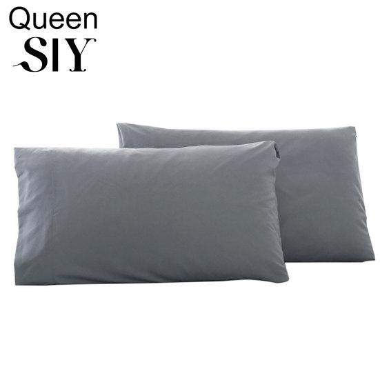 2Pcs Solid Color King Queen Pillow Case Home Bedroom Bed Cushion Cover Decor