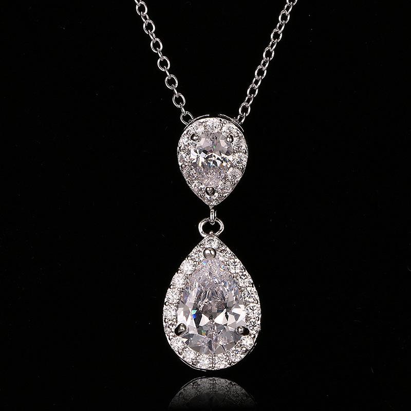 Retro Luxury Water Drop Pendant Necklace with Zircon Inlay - Classic Versatile Design