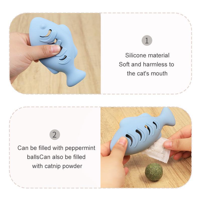 Silicone Fish Cat Toy: Self-Entertainment Bite Stick with Mint for Fun Kitten Play