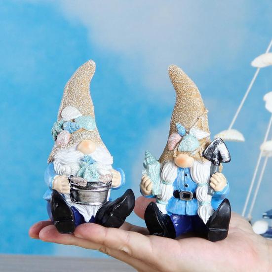 Coastal Gnome Figurine, Beach Shell Conch Gnome Ornament, Resin Ocean Gnome Statue for Summer Beach House Home Decoration