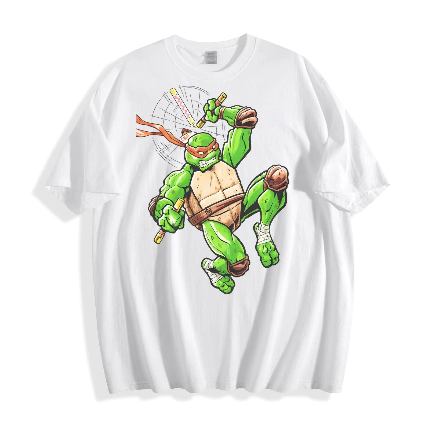OFFICAL TMNT Michelangelo Ninja Turtles Black Graphic T-Shirt Licensed Tee S