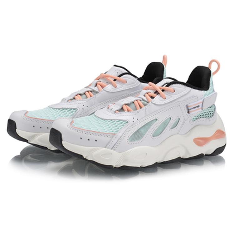 Li Ning Textile, Split Cow Leather Breathable, Lightweight Coverage Mid Top Casual Shoes Women's AGLP082-1