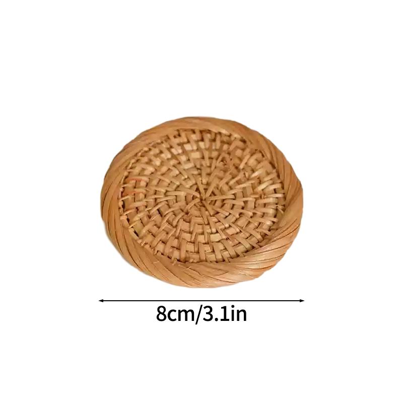 Rattan Coaster Creative Placemat Handmade Table Mat Heat Insulating Tablemat Tea Coffee Cup Pad Non-Slip Mat Round Coasters
