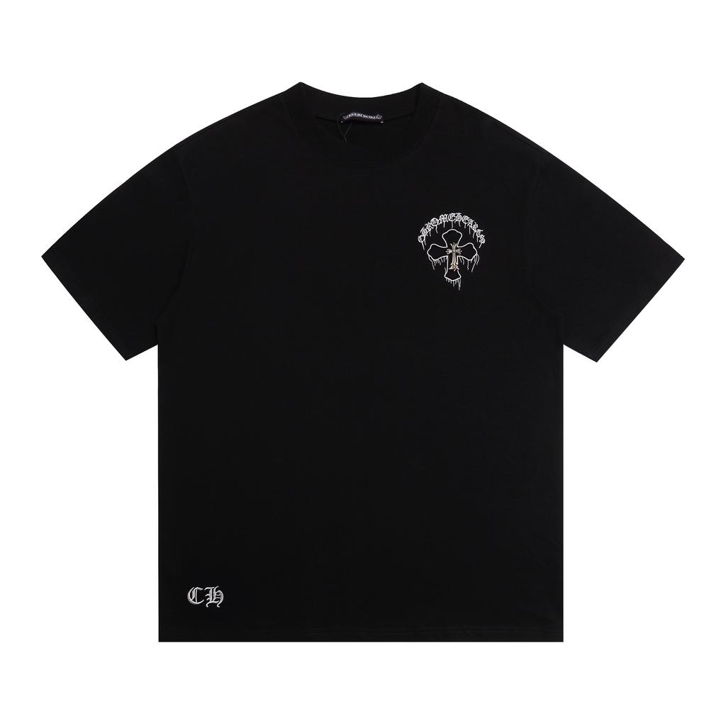 1966 CHROME HEARTS 2025 Lato Nowa Wysokiej Jakości Bawełna Okrągły Dekolt Luźny Duży Rozmiar Męski i Damski T-shirt Koszulka dla Pary