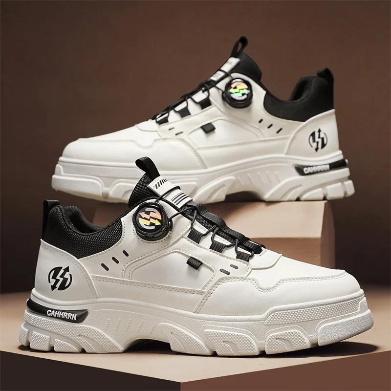 Men's Sneakers Fashion Leather Boots Outdoor Tactical Breathable Boots Hiking Casual Shoes Non-slip Men Ankle Boots