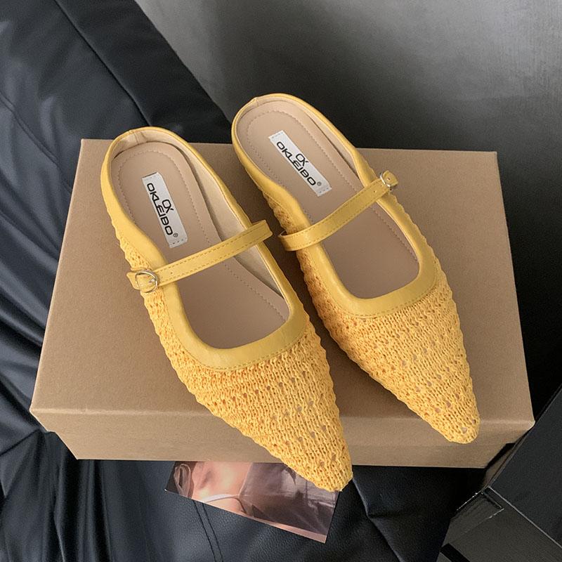 Fashion Fashion Weave Women Flats With Shoes Female Designer Buckle Shallow Footwear Slip On Ladies Flats Mary Janes Shoes Mules