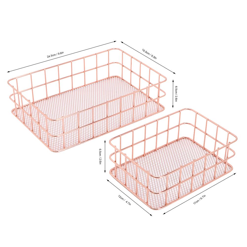 2pcs Multifunctional Household Iron Cosmetics Storage Fruit Holder Plate Container Basket Organizer