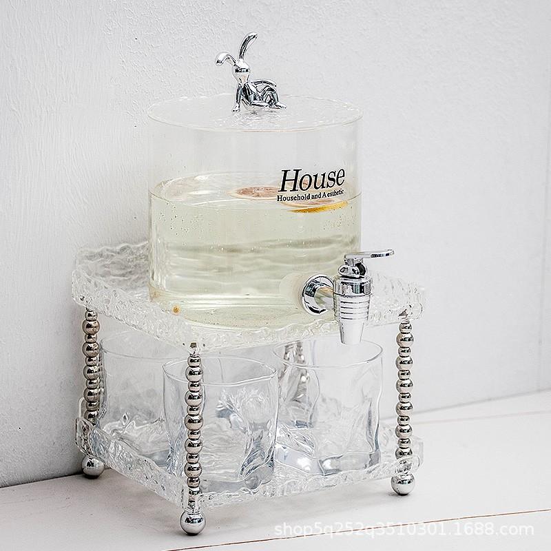 

Прозрачный стеклянный чайник для холодной воды, креативный чайный набор, бар, семейные посиделки, ведро для напитков и сока с краном, чайный сервиз для чайной церемонии