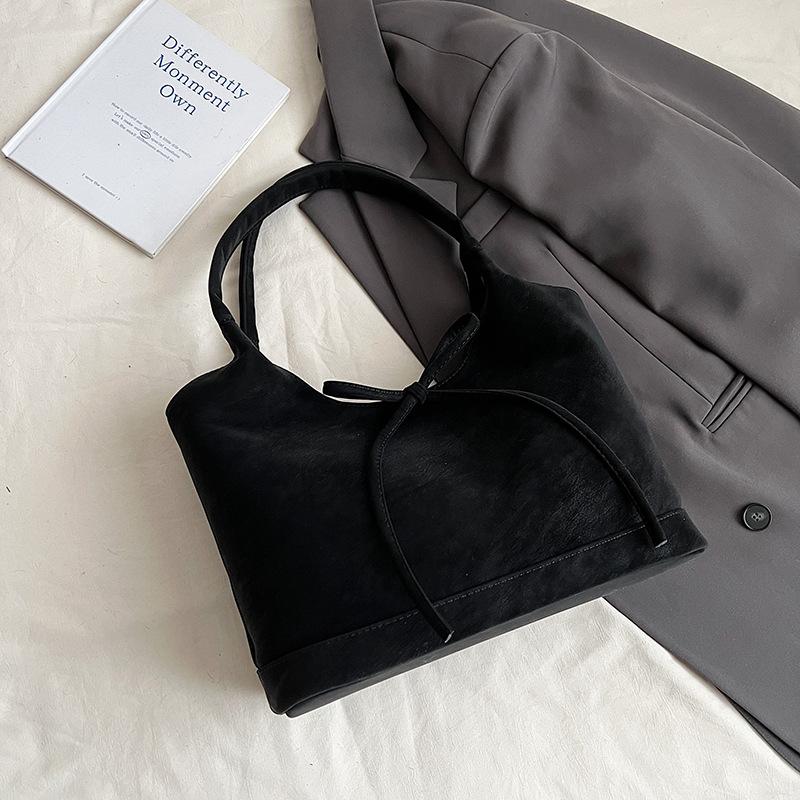 

Retro fashion bow handbag bag women s large-capacity matte handbag high-value underarm bag чорний