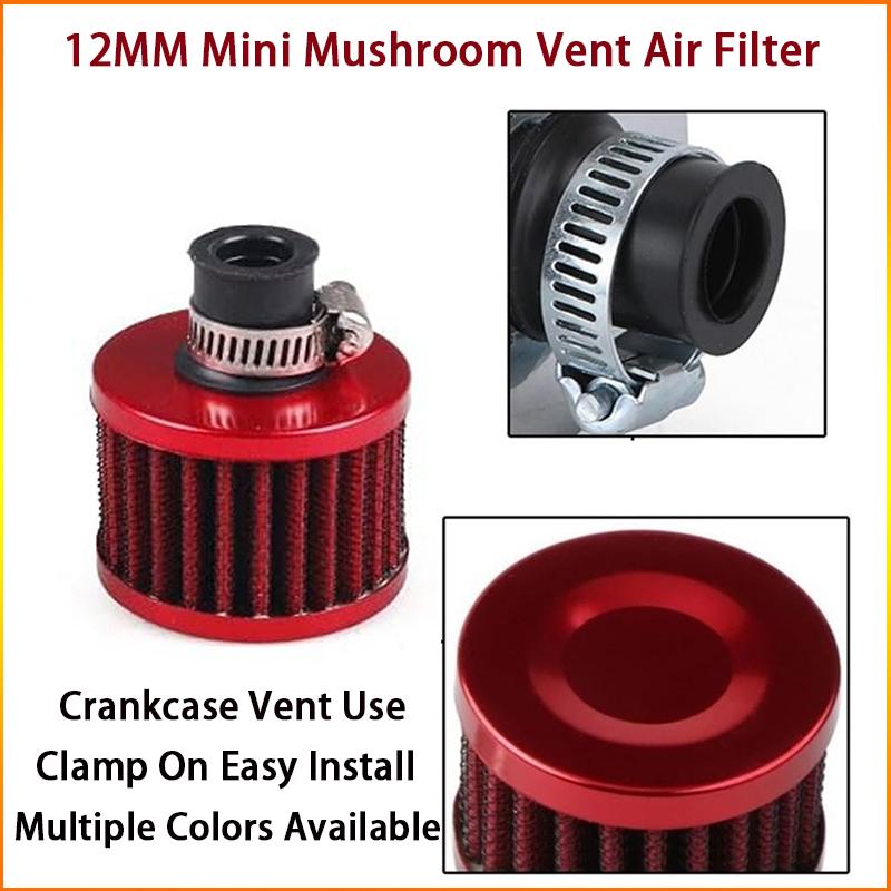 ZG 12MM Mini Mushroom Breather Filter Universal Car Motorcycle ATV Crankcase Turbo Vent Air Filter Easy Clamp‑on Installation
