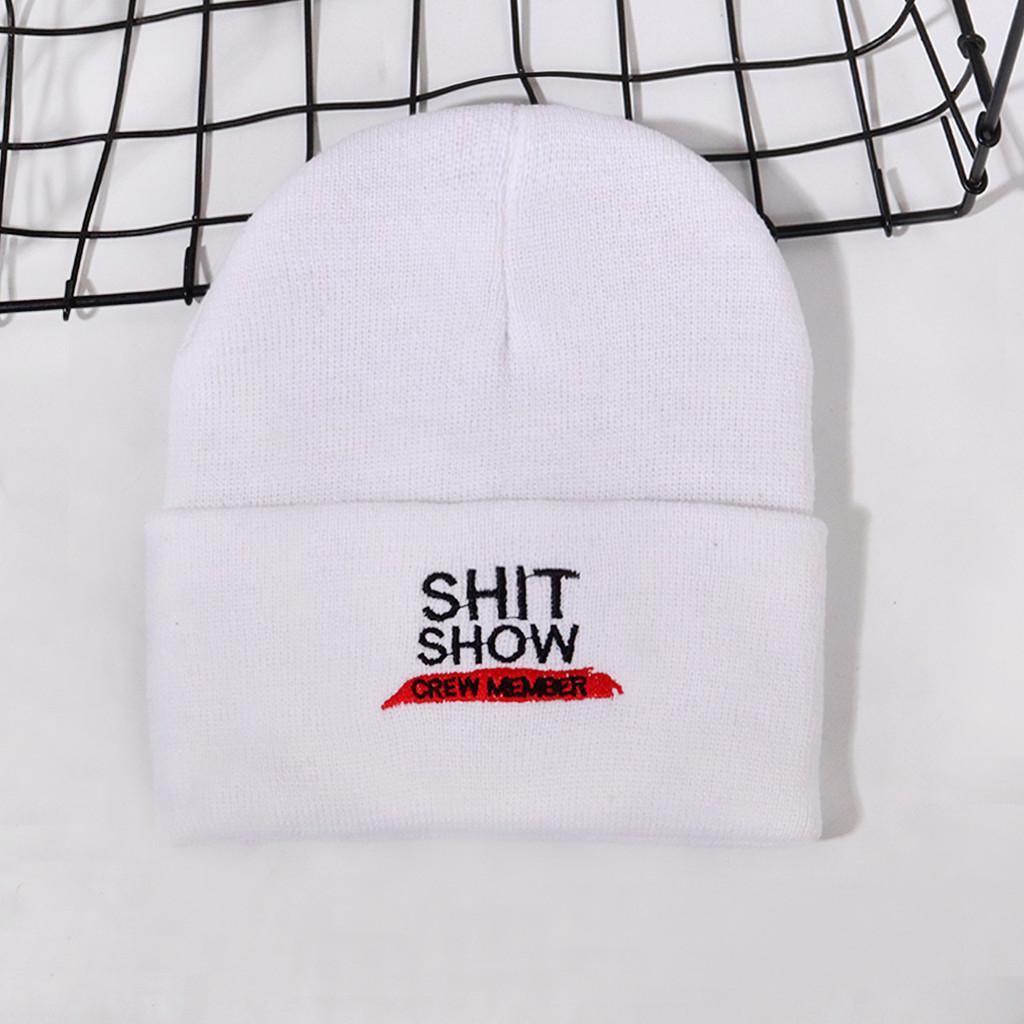 Hat With Knit Shit Show Letters Embroidered For Autumn Winter Fashion Warmth