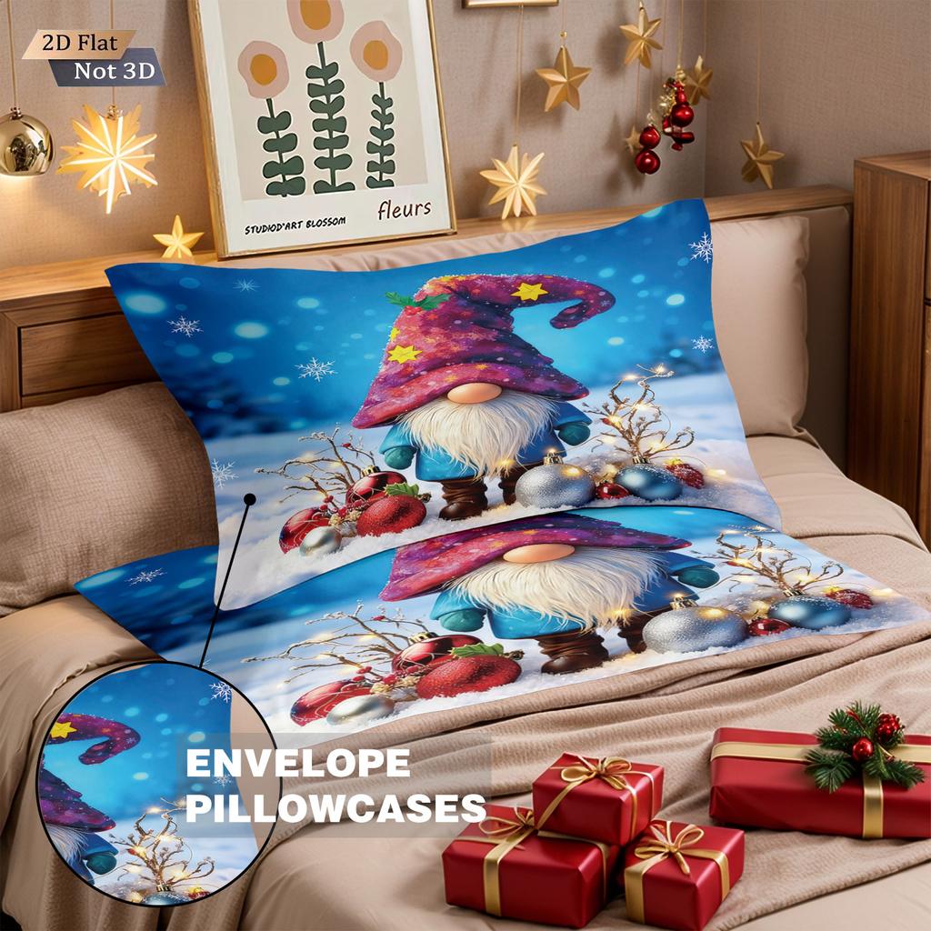 3pcs Merry Christmas Dwarf Printed Coreless Bedding Set with Multi Size Bedding Decoration Bedrooms Dormitories Machine Washable