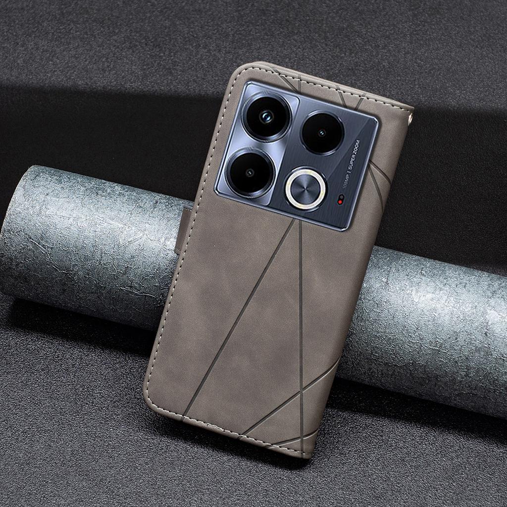 BINFEN COLOR For Infinix Note 40 Phone Cases Wallet Stand Geometry Imprinted Leather Cover
