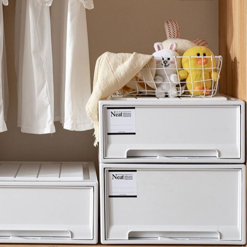 Plastic Drawer Storage Box Combinable Bedside Storage Containers  Wardrobe