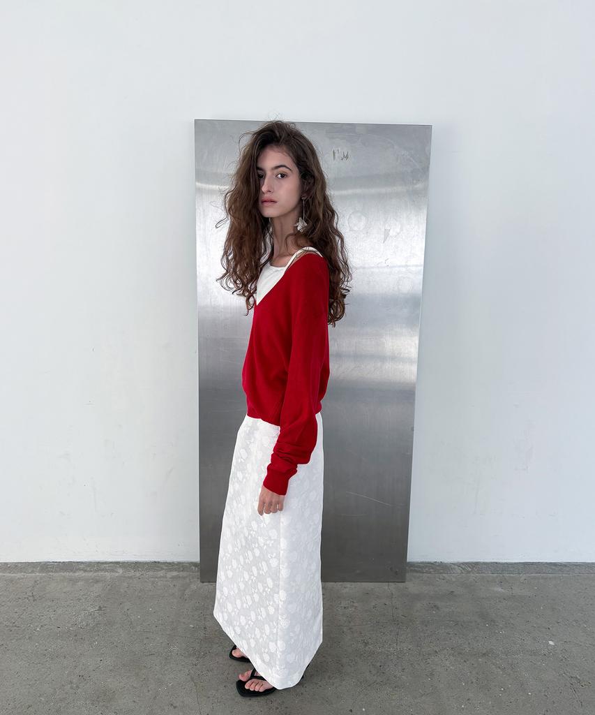 Poeteuseoul Deep V Knit_Red