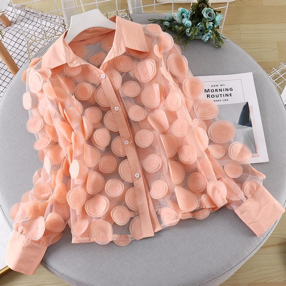 GMXIA Moda dame ocazional primăvară toamnă imprimeu culoare uni mâneci lungi cu gât POLO Bluze și cămăși