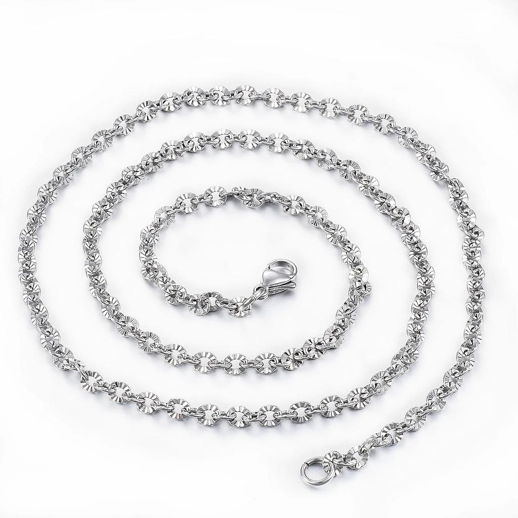 Elegant Women Necklace 2mm 3mm 4mm Stainless Steel Chain Beautiful Metal Link Personality Ladies DIY Jewelry For Pendant