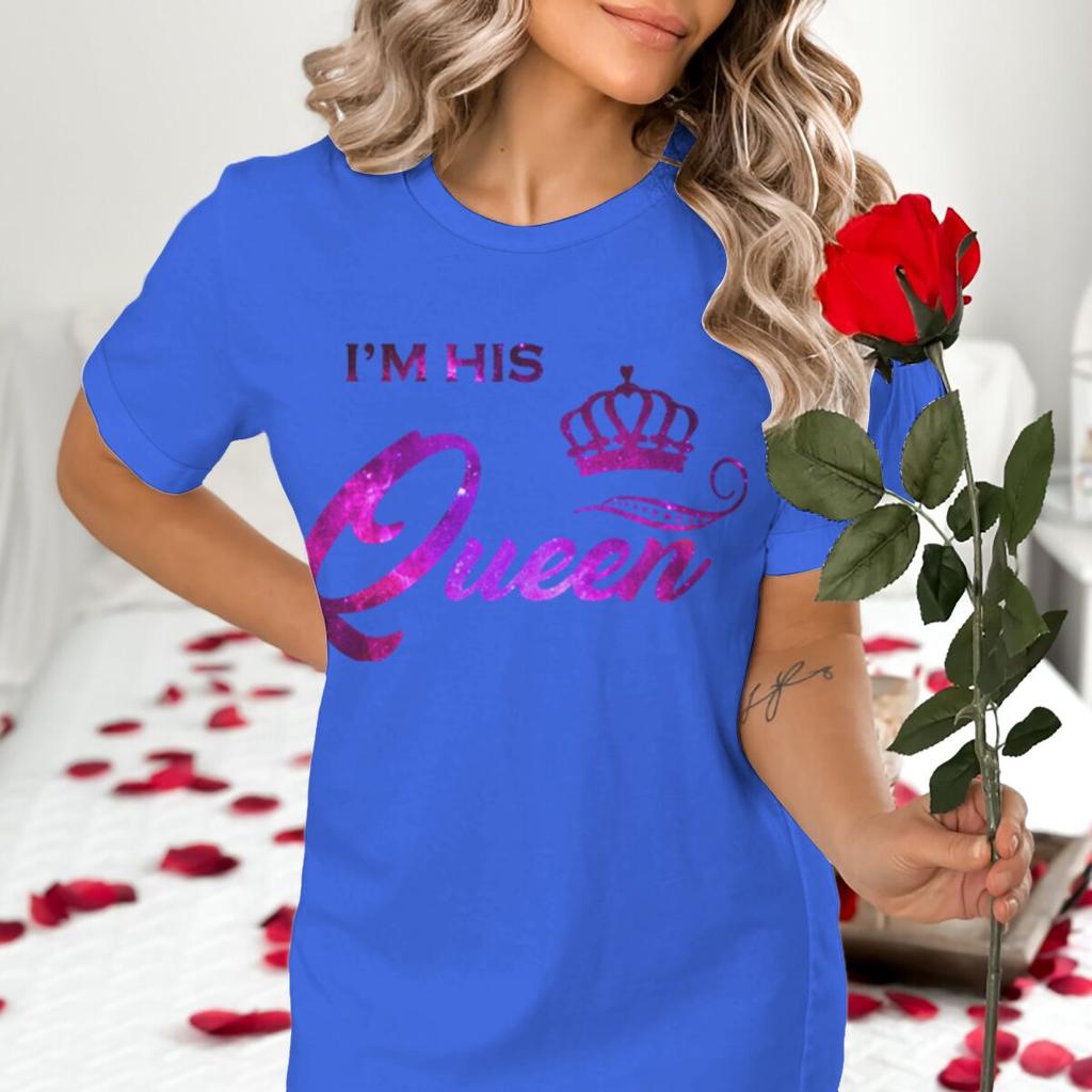 Vintage Starry Sky Style Im His QueenHer King T Shirt Women Men Fashion Crown Matching Tshirt Sweet Valentine Gifts Tshirts