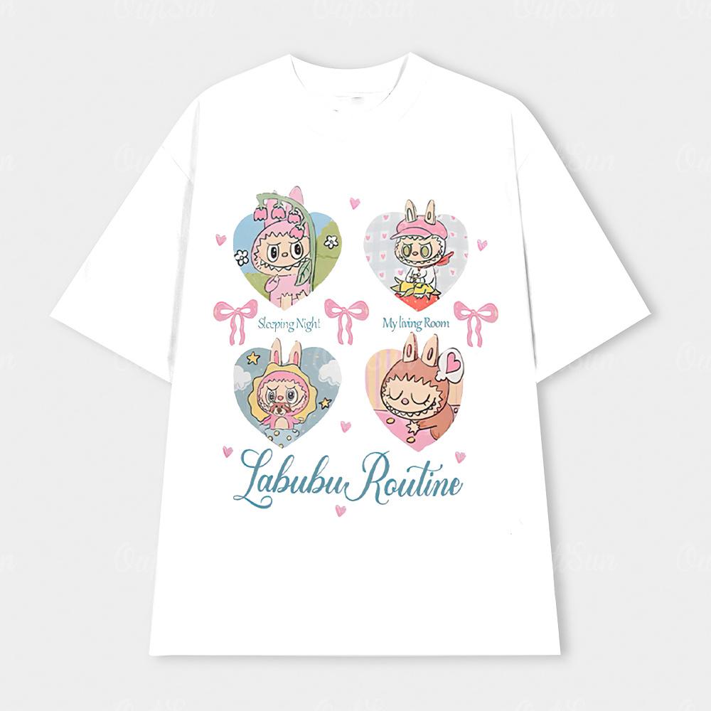 Labubu Kasing Lung Cosplay cloth 3D summer T-shirt Anime Short Sleeve Top White and Black Short Sleeve T-Shirt