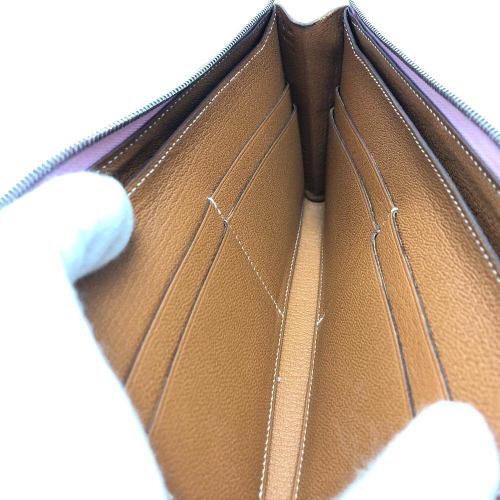 HERMES remix combine duo  Long Wallet Epsom Mauve Sylvestre x Lime pink/yellow