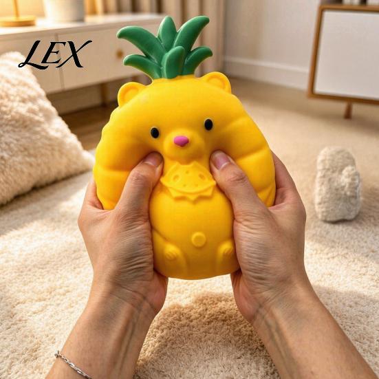 Stress Relief Toy Large Pineapple Ball, Slow Rising Fruit Squeeze for Anxiety Relief, Strawberry Banana Grape Corn Carrot Sensory Toy, Soft