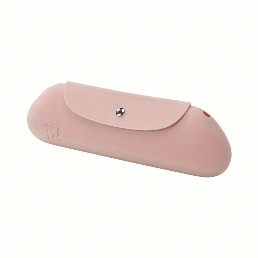 1pcs Portable Silicone Makeup Handbag, Dustproof Makeup Tool Storage Bag, Travel Makeup Brush Storage Artifact розовый