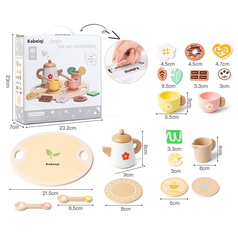 Wooden Tea Set For Little Girls Wooden Toys Toddler Tea Set Play Kitchen Accessories For Kids Pretend Play Food Tea Party Toys