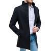Men Stand Collar Long Sleeve Woolen Coat Single Breasted Pockets Mid-length Casual Windbreaker Outwear