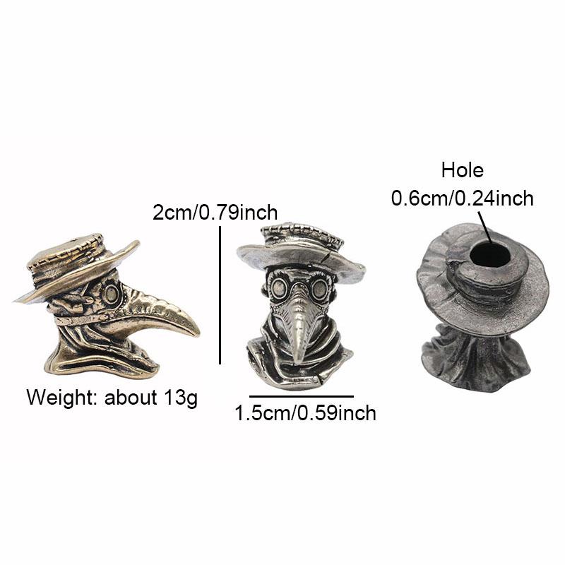 Medieval Europe Long Beak Mask Doctor Brass Knife Bead Lanyard Pendants DIY Paracord EDC Outdoor Tool Woven Hangings Accessories