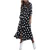 Women Leopard Chiffon Long Sleeve Printing Casual Party Vintage Boho Maxi Dress
