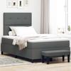 VidaXL Lit à ressorts avec Matelas &amp; Banc Gris foncé 120x200 cm Tissu 3344059