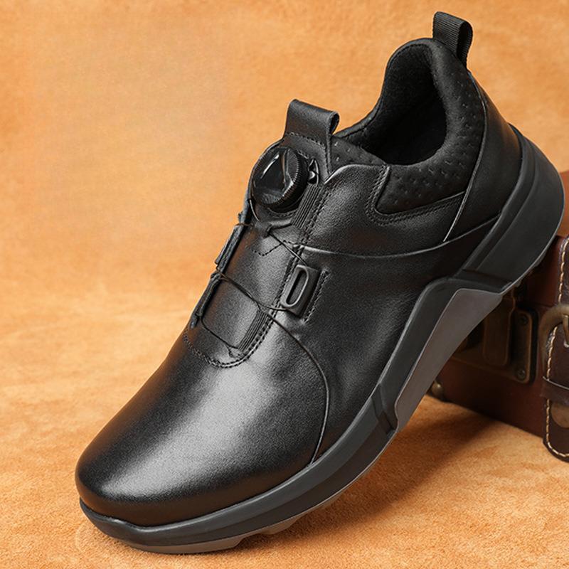 New Business Black Fashion Trendy Leather Shoes Winter British Style Men's Low Heel Casual Style Leather Shoes