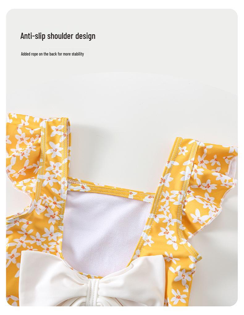 2026 Summer Lemon Floral Swimsuit for Girls and Toddlers