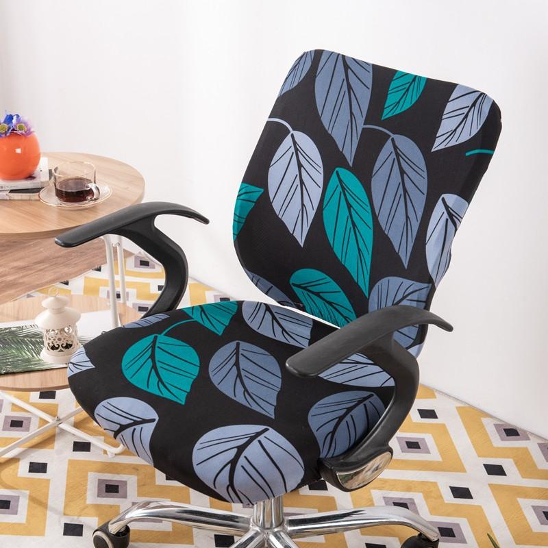 Print Armchair Cover Elastic Spandex Computer Seat Cover Modern Office Rotating Split Chair Cover Washable 2Pcs/Set