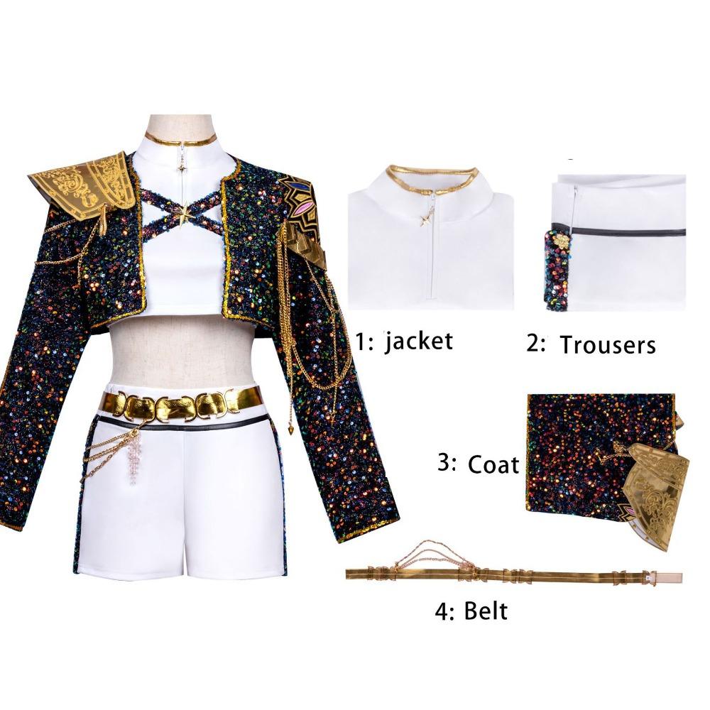 

Костюм для косплея «Охотники на демонов» с 3D-принтом, Платье Руми «Охотники на демонов», Аниме-конвент 130cm-Style 1