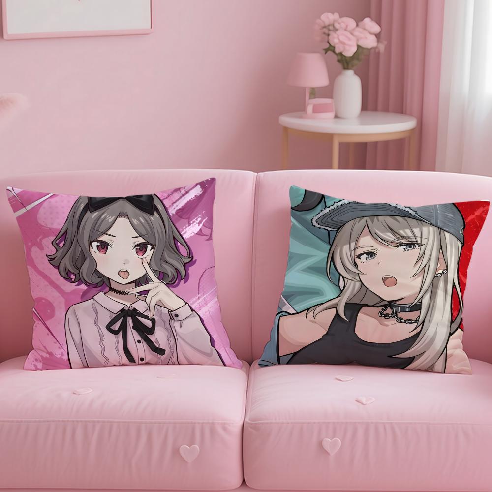Anime Girls Band Cry Cushion Cover Soft  EasyWash Pillow Case  Versatile for Couch Bed Travel and Office