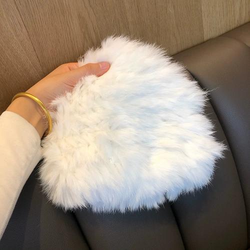 Rabbit Fur Hat Female Chuanxi White Fur Hat Fur Cold and Warm Plush Knitted Hat Cute Headgear Autumn and Winter
