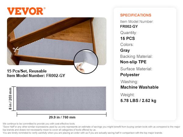 

SucceBuy Накладки на ступени лестницы Противоскользящий коврик для лестницы 28x9/30x8 дюймов Ковровые накладки на ступени Мягкая ткань Звукоизолирующие коврики для лестницы Машинная стирка