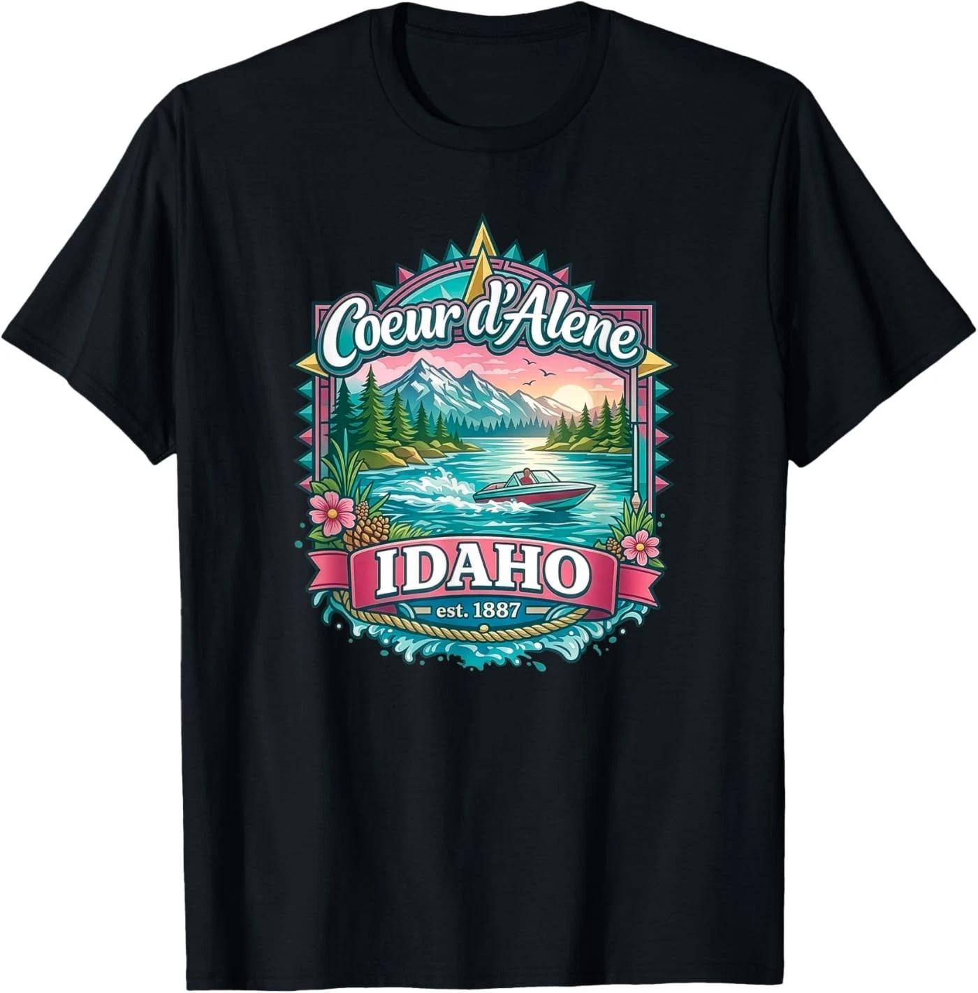 Lake Coeur d Alene Idaho USA Mountains Forest Boating T-Shirt M