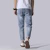 Spring/Summer Thin Cropped Pants Men's Korean Slim Fit Small Feet Oblique Belt Jeans Men's Wear