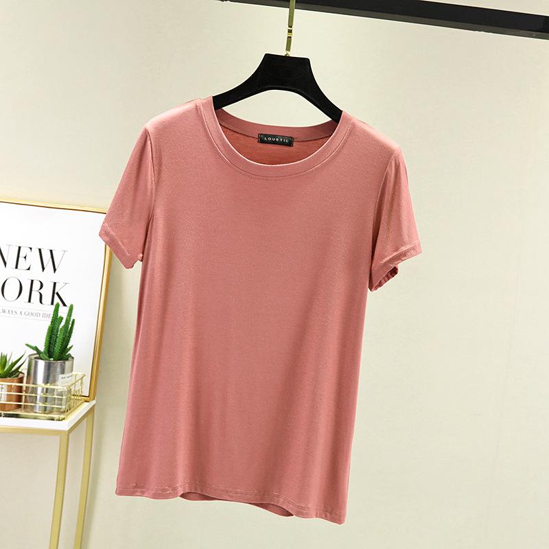 Women's Plus Size Round Neck Short Sleeve T-Shirt - Summer Solid Color Versatile Inner/Outer Layer