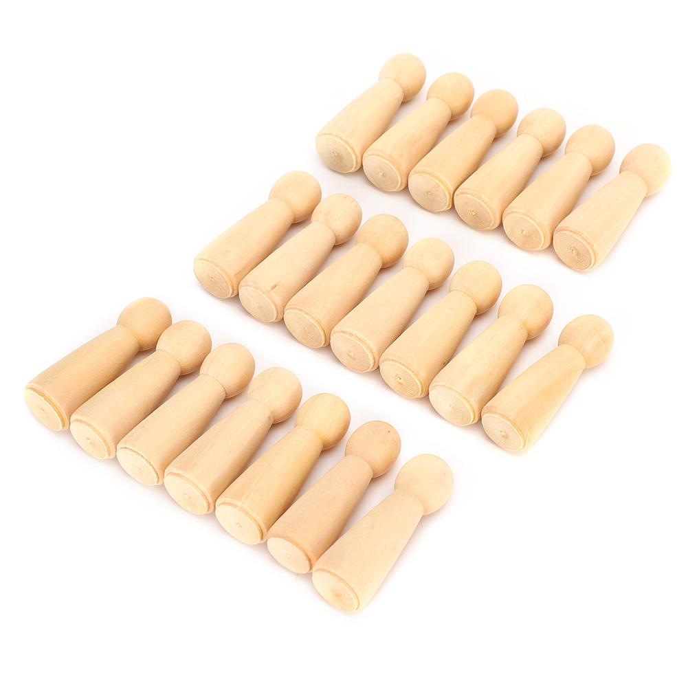 20pcs Wooden Peg Dolls Hand Painting Set DIY Crafts Toy Home Decor Art Gift