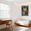 Vintage Metal Sign with Blue-Green Background Rusty Edges, 'ARE YOU?' 'POOPING?' Text & 3 Cartoon Cats, Playful Humorous Decor F