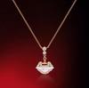 Women's Red Agate & White Mother-of-Pearl Pendant Necklace with 18k Rose Gold and Diamond Accents on a 925 Silver-Plated Clavicle Chain