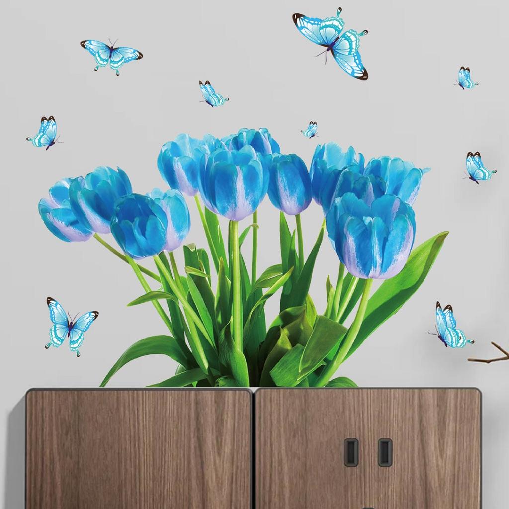 Luminous Blue Tulips Wall Sticker