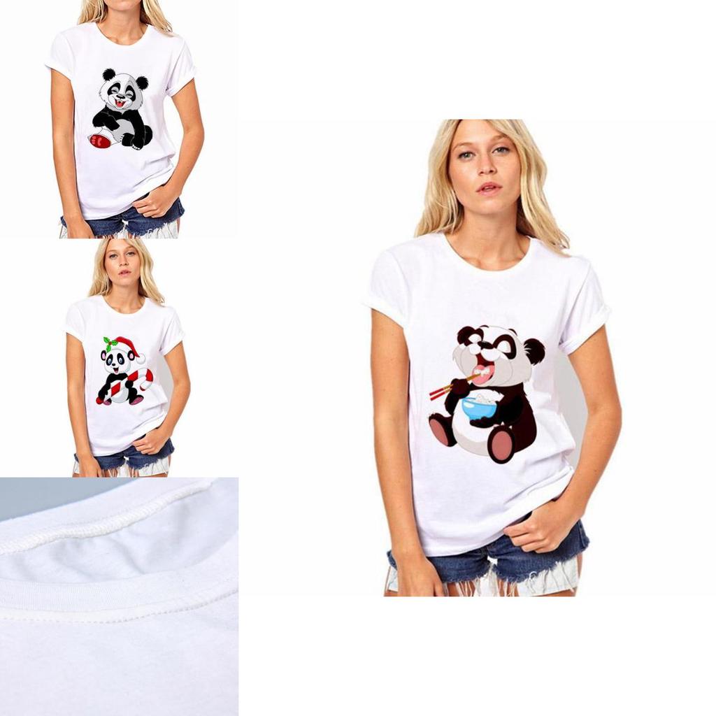 Stylish Women T Shirt Tops Featuring Adorable Panda Print For Summer Casual Wear