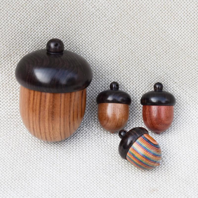 1/2PCS Mini Portable Sandalwood Pill Boxes Granule Storage Case Small Items Container DIY Acorn Pendants Rescue Tablets Holder