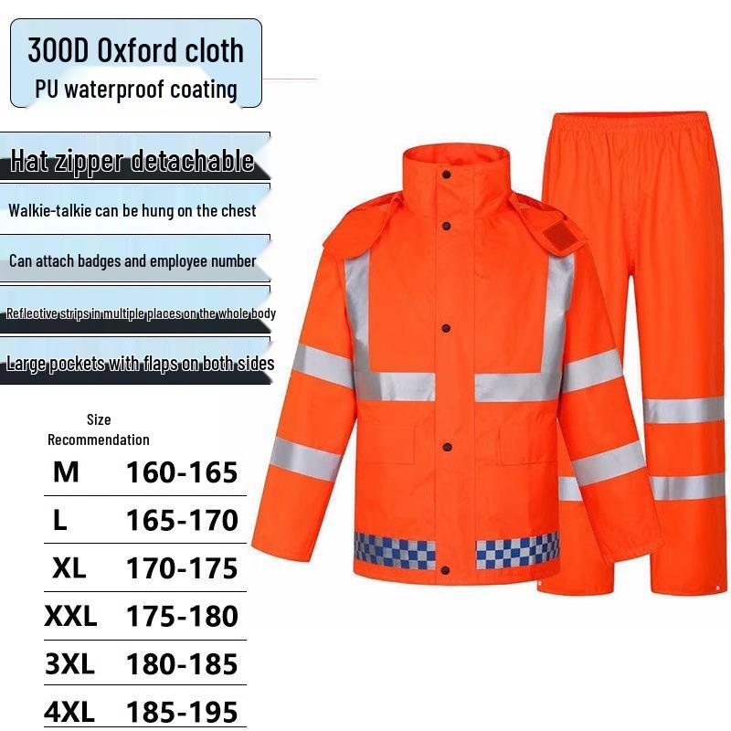Reflective Raincoat and Pants Set for Traffic Safety and Rain Protection