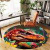1pc dinosaur jungle Round Chair mat office Area Rug - Non-Slip, Floor Mat for Office, Bedroom, and Indoor Decor p127252
