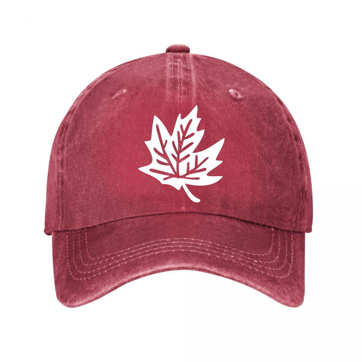 Maple Leaf Embroidered Washed Cotton Baseball Cap Casual Washed Baseball Cap Adjustable